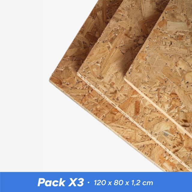 Pack 3 tableros OSB 120 x 80 x 1,2 cm